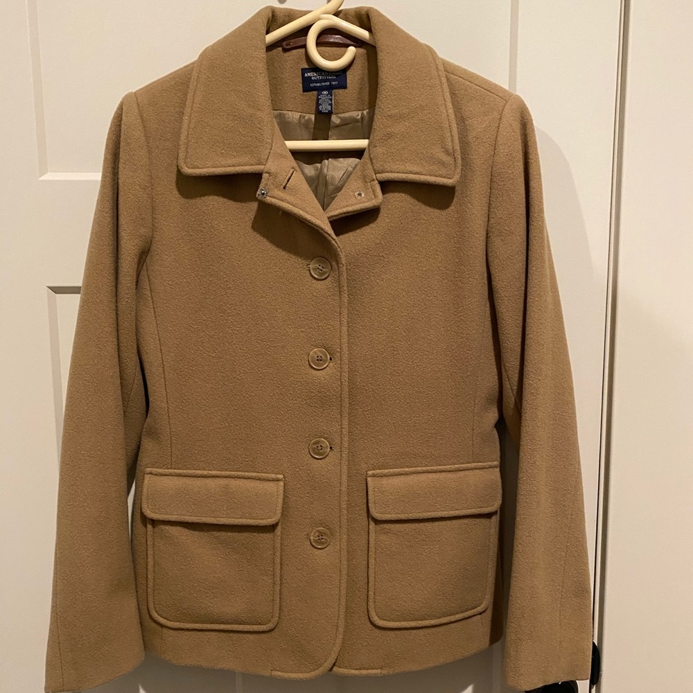 American Eagle Camel Pea Coat, SZ Med